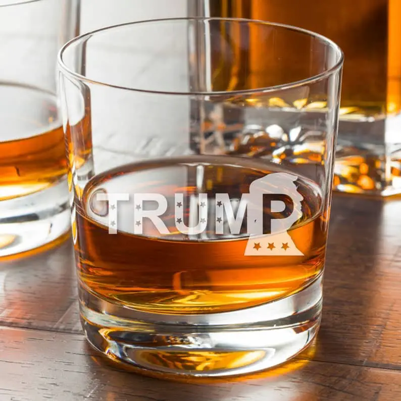 2 pieces Trump Engraved Rocks Glasses Holiday Gift