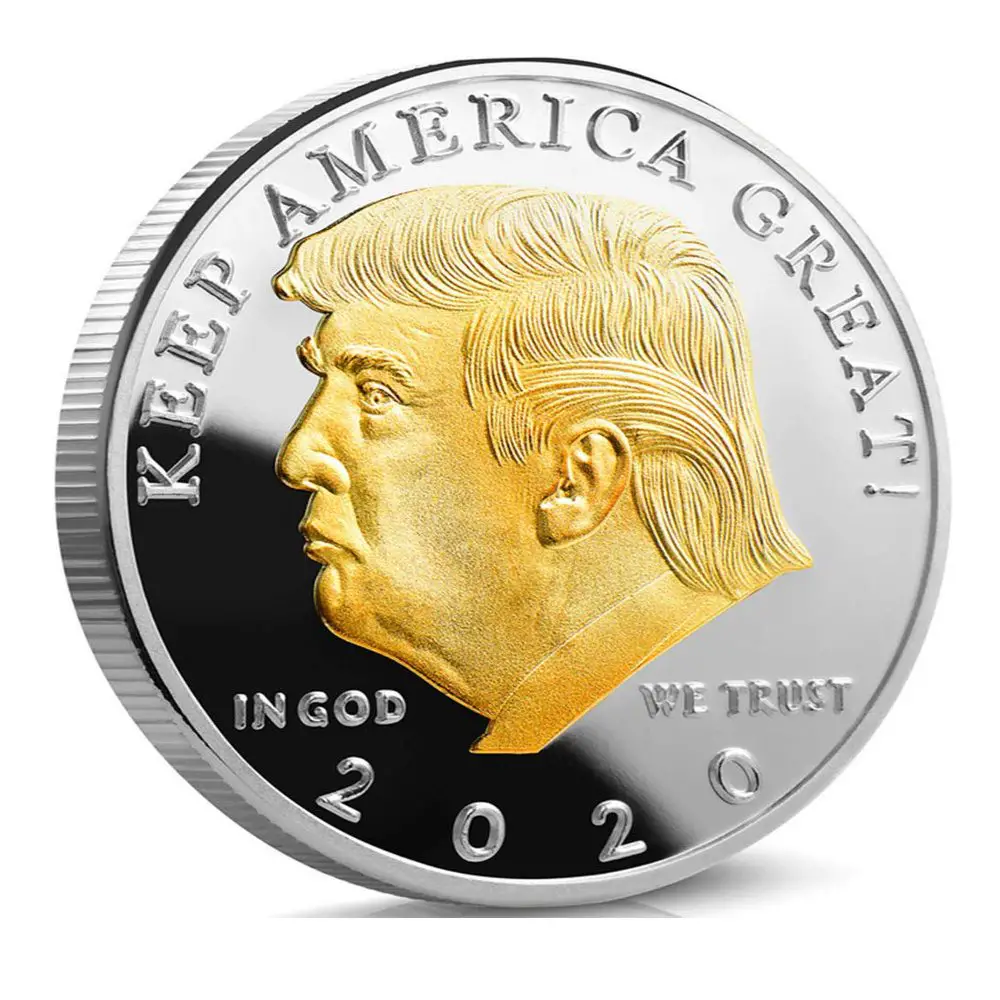 2020 Gold on Silver Liberty Donald Trump Plated Commemorative Coin ...