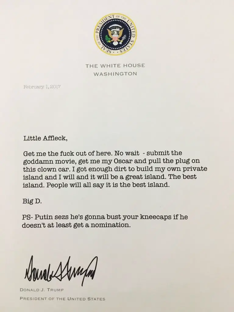 Can you write the best letter from Donald Trump? Seattle ...