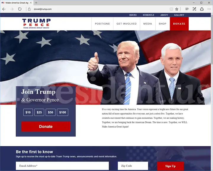 Donald Trump 2016 Presidential Campaign Website