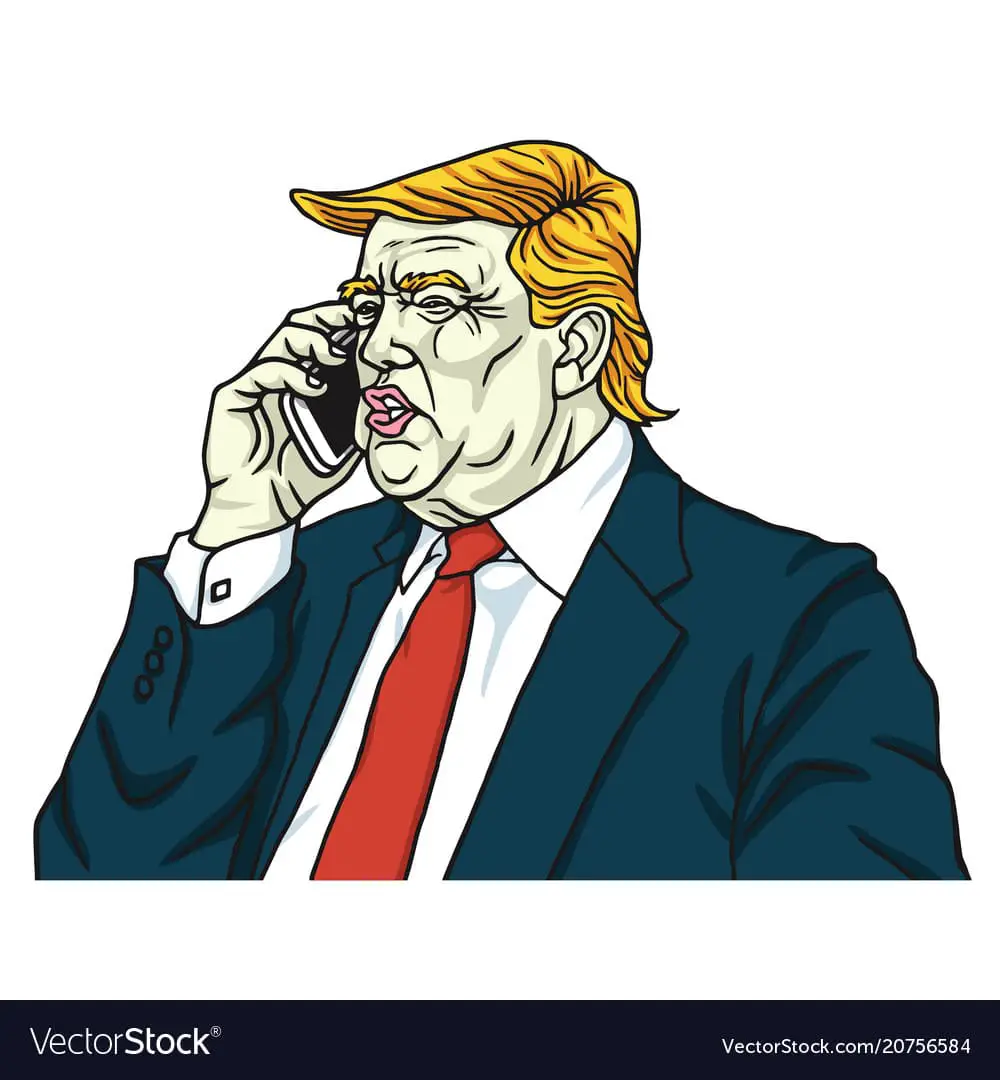 Donald trump on mobile phone cartoon Royalty Free Vector