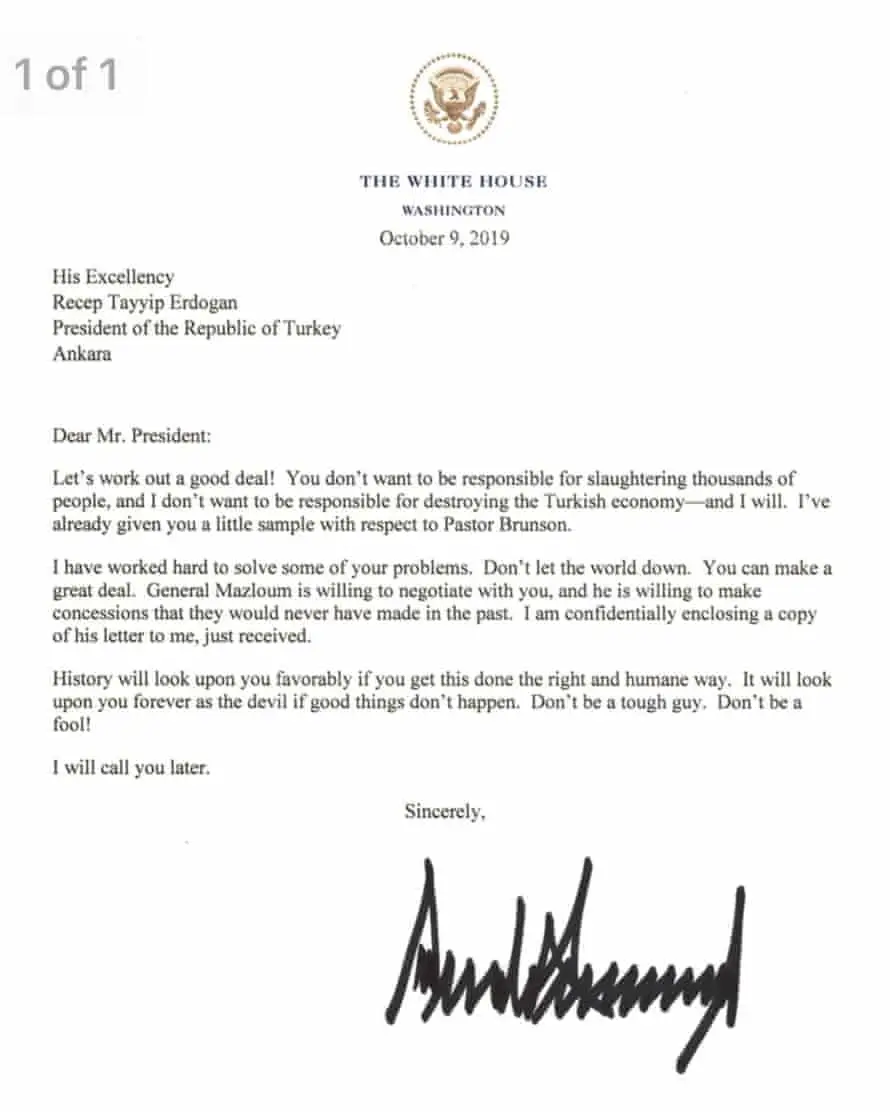 Donald Trumps bizarre, threatening letter to Erdoan: Dont be a fool ...