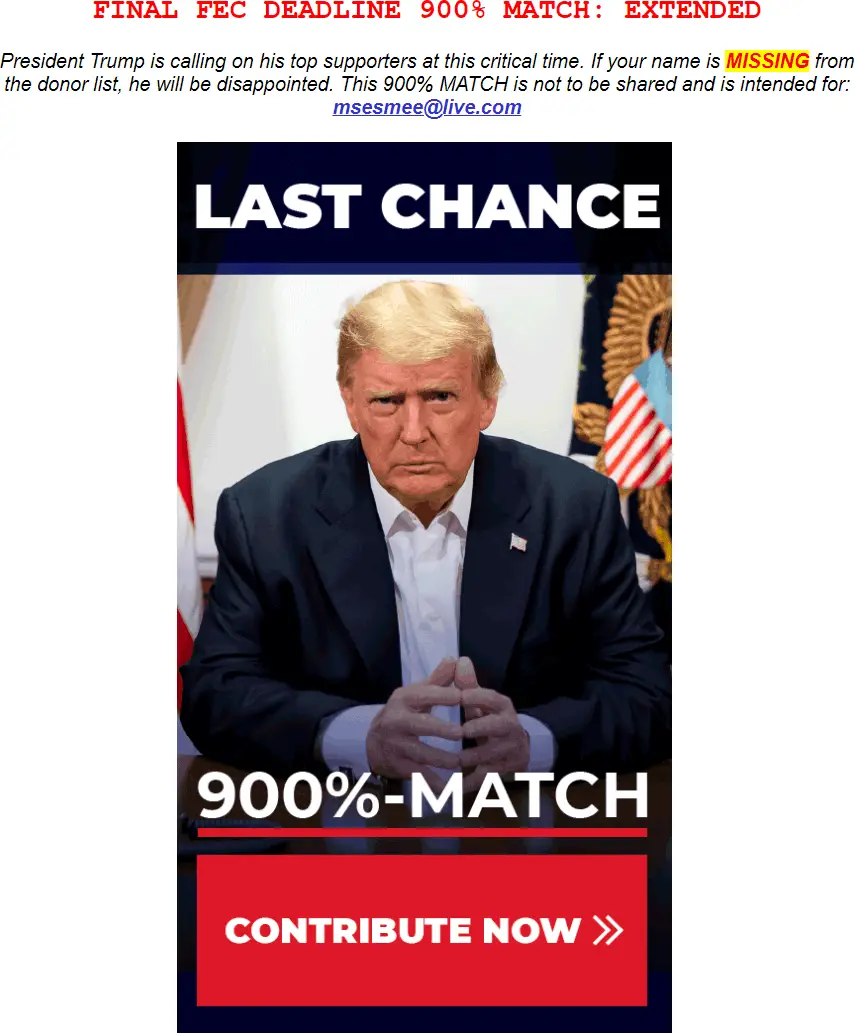 Emails Donald Trump is sending for his 2020 re