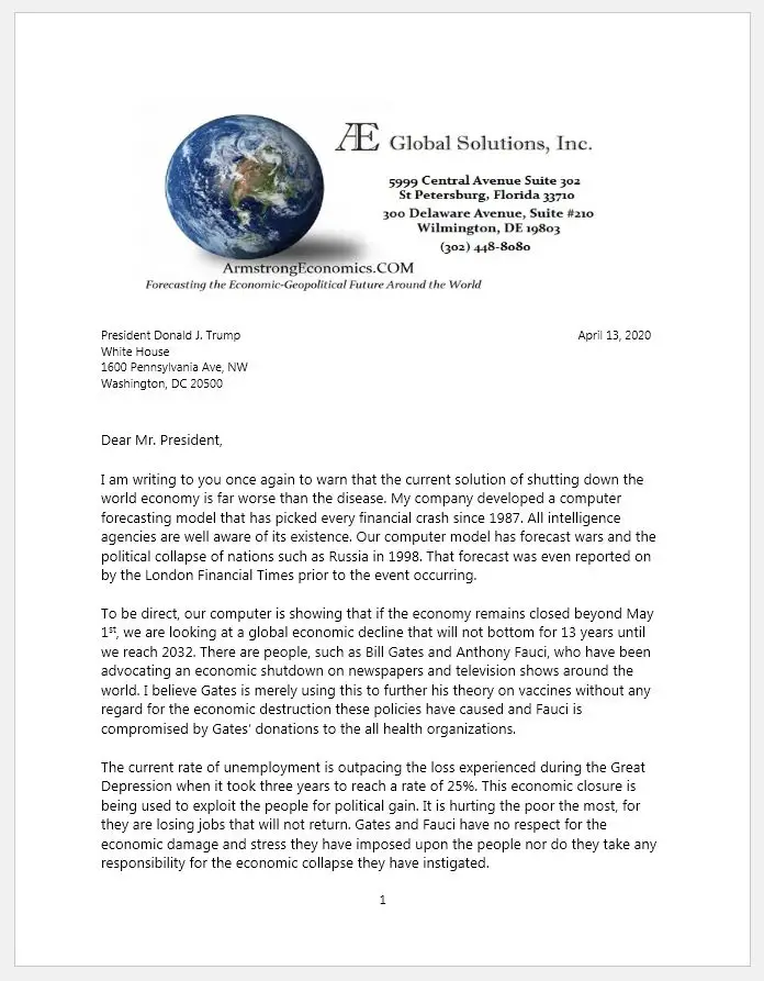 Letter to President Trump  The Burning Platform