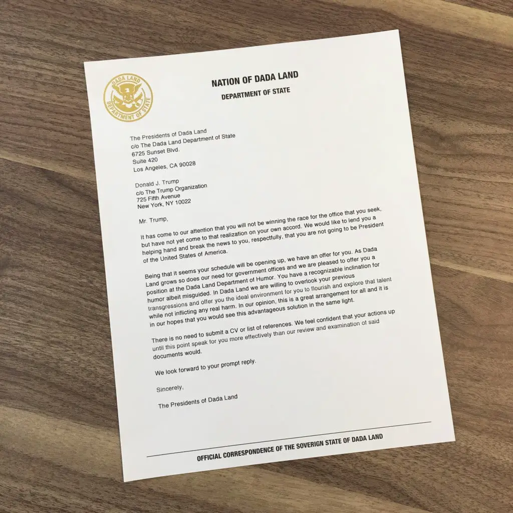 Letters From Dada Land â Donald Trump
