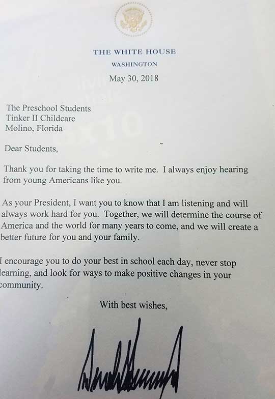 Molino Preschool Students Receive Letter From Donald Trump ...