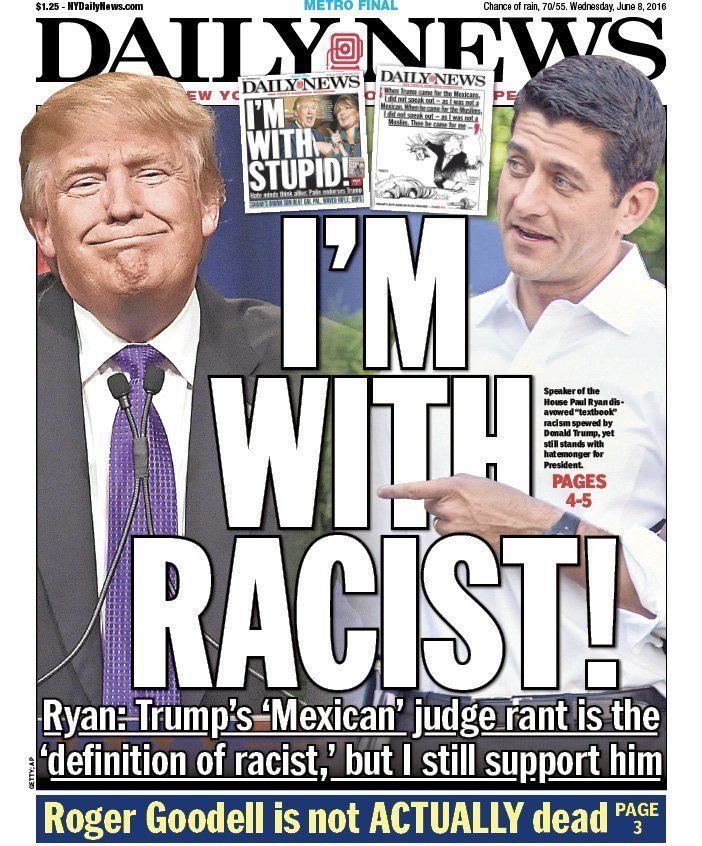 New York Daily News Blasts Ryan For Standing By 