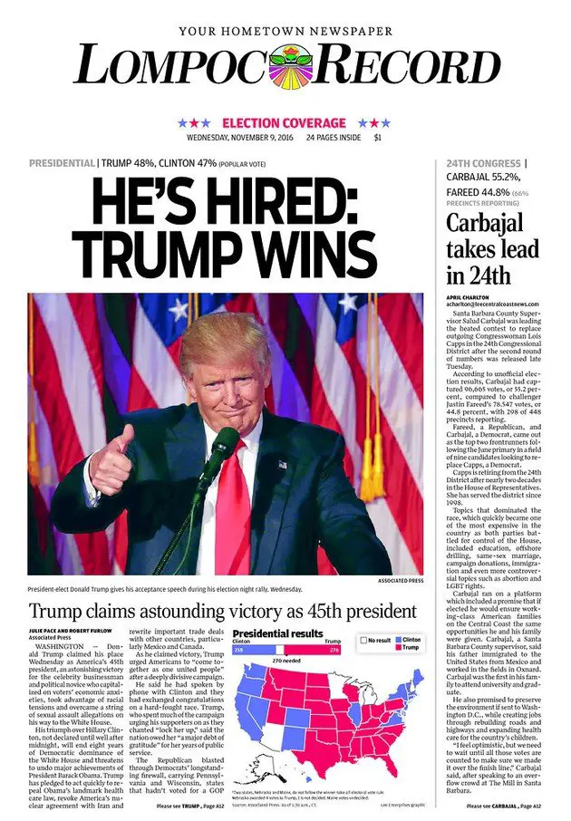 Newspaper Front Pages on Donald Trump