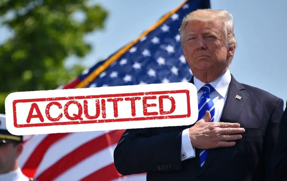 not guilty trump acquitted on 2 articles of impeachment