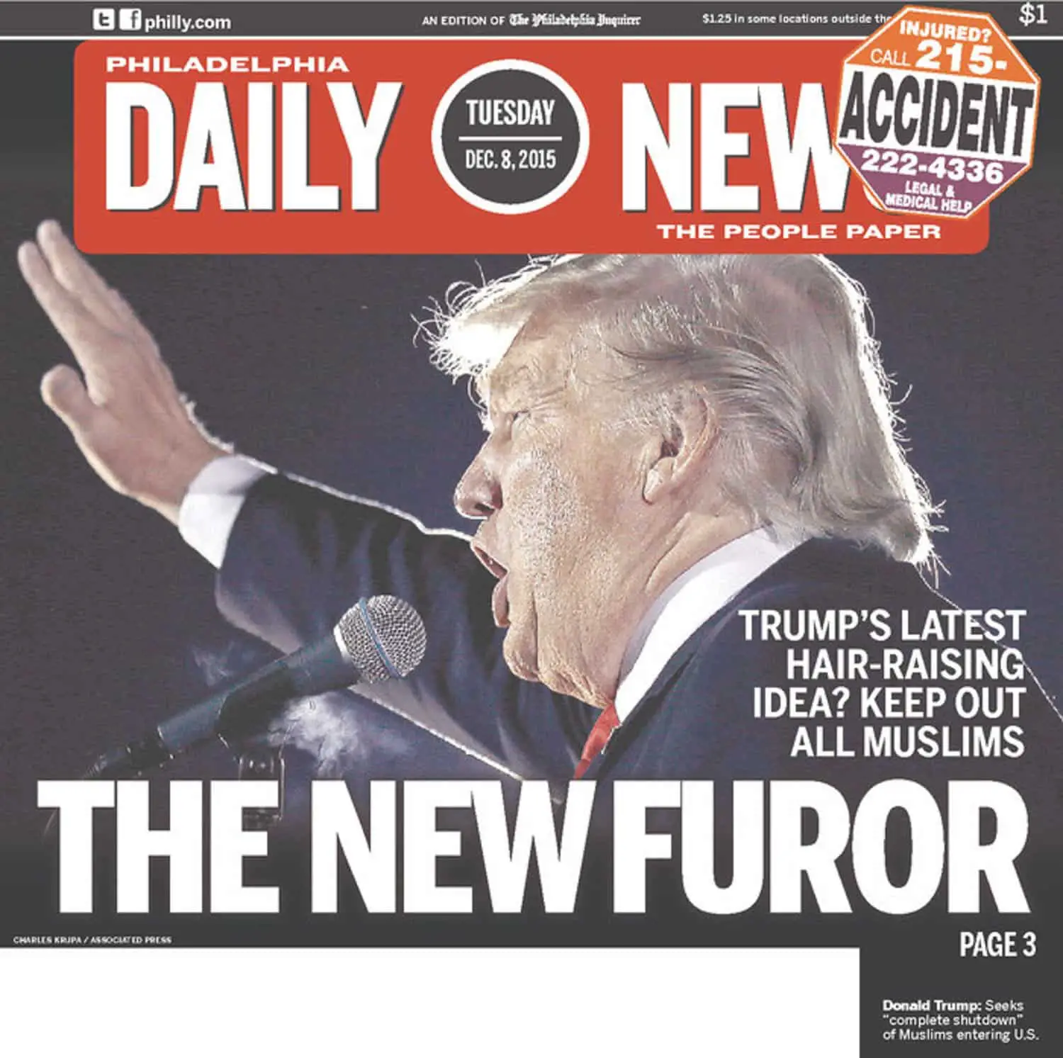 Philadelphia Daily News Calls Donald Trump " the New Furor" 