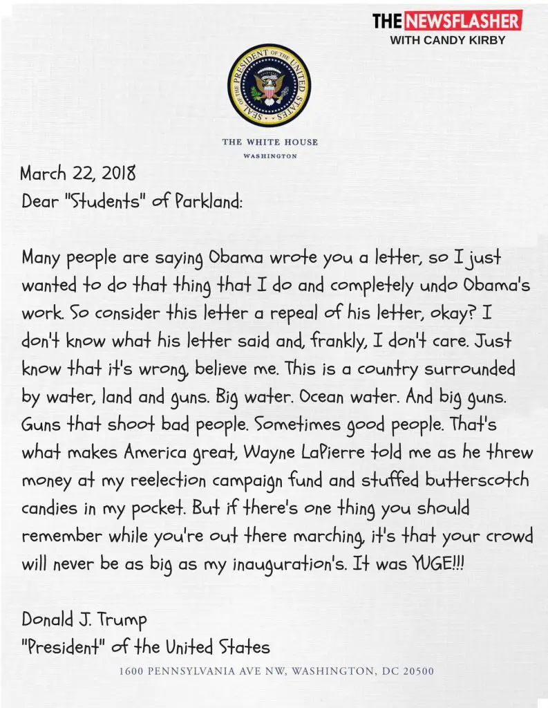 President Donald Trump Writes Touching Letter to Parkland ...