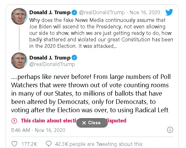 US Election 2020: Trump tweets I won the election ...